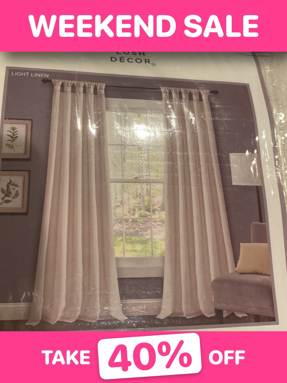 Lush Decor 4 Window Panels 45x108 Burlap Knotted Tab Top NWT